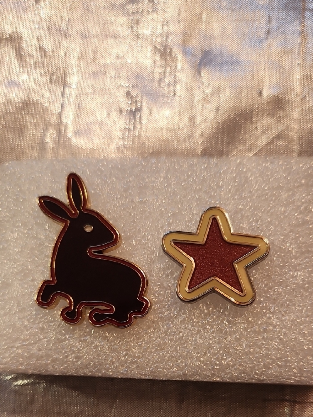 Rabbit & Star Enamel Pin Set - Black and Red